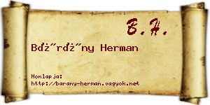 Bárány Herman névjegykártya