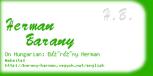 herman barany business card